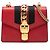 Borsa Gucci Red Mini Calfskin Web Sylvie Chain Satchel Rosso