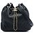 Borsa a secchiello Chanel Black Medium Crumpled Calfskin Coco Pleats con coulisse Nero