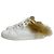 Baskets Louis Vuitton en cuir blanc et fourrure Marron