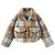 Zara Kinder Karo-Fleecejacke Braun Weiß Mehrfarben Grau