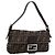 Bolso de hombro FENDI Zucca Canvas Mamma Baguette Negro Marrón Auth 203887V Castaño