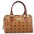 Borsa Boston MCM Logogram Vicetos PVC Pelle Marrone Oro Auth 204073 D'oro - vista 13