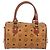 Borsa Boston MCM Logogram Vicetos PVC Pelle Marrone Oro Auth 204073 D'oro - vista 2
