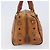 Borsa Boston MCM Logogram Vicetos PVC Pelle Marrone Oro Auth 204073 D'oro - vista 3