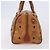 Borsa Boston MCM Logogram Vicetos PVC Pelle Marrone Oro Auth 204073 D'oro - vista 4