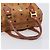 Borsa Boston MCM Logogram Vicetos PVC Pelle Marrone Oro Auth 204073 D'oro - vista 7