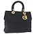 Borsa Christian Dior Lady Dior Canage Canvas Black Gold Auth 201352 Nero D'oro