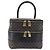 Céline CELINE Macadam Canvas Vanity Handtasche PVC Leather Black Gold Auth 201453A Schwarz Golden - Ansicht 13