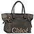 Chloé Chloe Tote Bag aus Leder Grau Goldfarben Auth BA15487 Braun