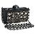 CHANEL Pochette épaule à chaîne en agneau noir argenté CC Auth 200770SAM