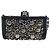 CHANEL Pochette épaule à chaîne en agneau noir argenté CC Auth 200770SAM - vue 13
