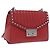 Bolso de hombro con cadena PRADA de cuero rojo plata Auth ka6268V Roja