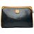 Céline Vintage Celine Blazon Leather Clutch Late 1980s Black Beige