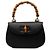 Bamboo Bolsa Satchel Night Gucci Small em couro de bezerro granulado preto com bambu