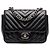Borsa a tracolla Chanel Mini Square Classic Chevron in pelle d'agnello con patta singola, nera Nero