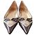 Guess Monogram Canvas & Brown Leather Ballet Flats Beige