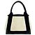 Borsa Balenciaga Cabas Logo in tela e pelle blu navy Nero Crudo - vista 3