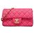 Bolsa de Ombro Chanel Mini Matelassé com Corrente Rosa