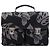 Bolsa de negócios Prada em lona cinza com estampa floral Marrom