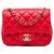 Chanel Red Mini Square Classic Lambskin Single Flap Rot