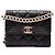 Tarjetero Chanel Boy de piel caviar acolchada marrón con cadena Castaño Marrón oscuro
