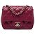 Chanel Red Mini Square Classic Lambskin Single Flap Rot Bordeaux