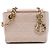Autre Marque Borsa Lady Dior in pelle d'agnello Cannage rosa con doppia catena Dior