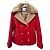 Autre Marque Cappotto corto rosso con collo in ecopelliccia Beige