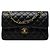 Timeless Borsa a tracolla Chanel Matelassé Black Double Flap Nero
