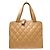 Chanel Surpique Zip Around Satchel Steppleder Medium Beige