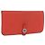 Hermès Portafoglio HERMES Dogon in pelle Taurillon Clemence Orange Silver Auth 204105 Argento Arancione