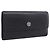 Cartera larga CHANEL de cuero negro con CC plateado Auth 204783 Plata