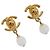 CHANEL Ohrringe Metall Goldfarben Weiß CC Auth ar14207