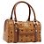 MCM Logogram Vicetos Boston Bag PVC Leder Braun Gold Auth 204458A Golden