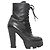 Black Prada Leather Heeled Combat Boots Size 40