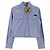 Top Miu Miu de algodão com padrão xadrez Navy Multicor