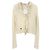Autre Marque Pull Dior en lin blanc avec bordure à volants Multicolore