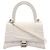 Borsa a mano 2-Way Hourglass Small Balenciaga in denim bianco