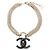 Chanel D22C Coco Mark Padlock Motif Double Choker Negro Blanco Dorado - vista 3