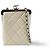 Clutch Chanel CC Frame com corrente em pele de cordeiro acolchoada e plexiglass Bege