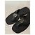 Infradito in tessuto nero Gucci con logo GG intrecciato - vista 5
