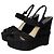 Sandali compensati in tessuto nero Christian Dior