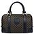 16 Céline Celine Vintage Macadam Mini Boston Bag aus Leder mit Blazon-Logo-Muster Braun Schwarz