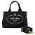 Prada Canapa Triangle Logo Hardware Canvas Tote Black