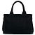 Prada Canapa Triangle Logo Hardware Canvas Tote Black - view 3