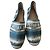 Espadrillas Christian Dior Granville in tela blu e bianca Bianco