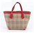Burberry Nova Check Ledertasche Tote Bag Rot Beige
