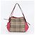 Borsa Tote a Spalla Burberry Nova Check in Pelle e Tela Rosa Beige