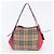 Borsa Tote a Spalla Burberry Nova Check in Pelle e Tela Rosa Beige - vista 3