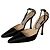 Décolleté Slingback Manolo Blahnik in raso nero con cristalli